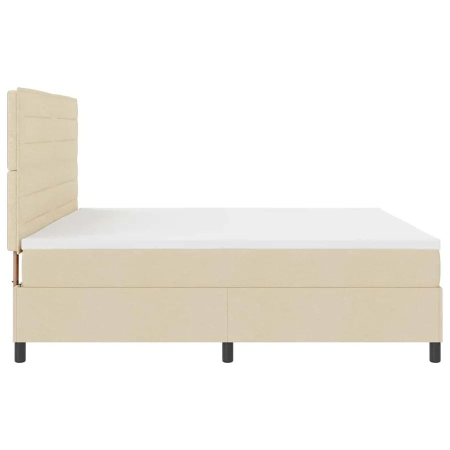 Lit à ressorts avec matelas Crème 200 x 200 cm tissu - 7