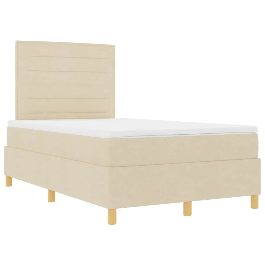 Lit à ressorts avec matelas Crème 120 x 200 cm tissu - 5