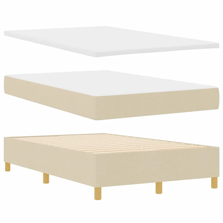 Lit à ressorts avec matelas Crème 120 x 200 cm tissu - 6