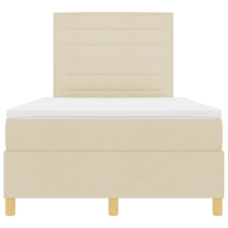 Lit à ressorts avec matelas Crème 120 x 200 cm tissu - 7