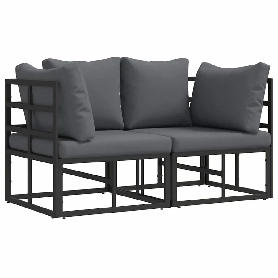Mobilier de jardin 2 Pièce Noir et anthracite Métal - 2