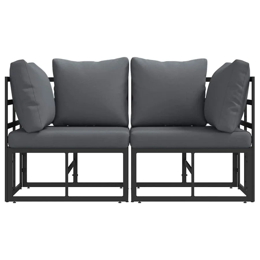 Mobilier de jardin 2 Pièce Noir et anthracite Métal - 5