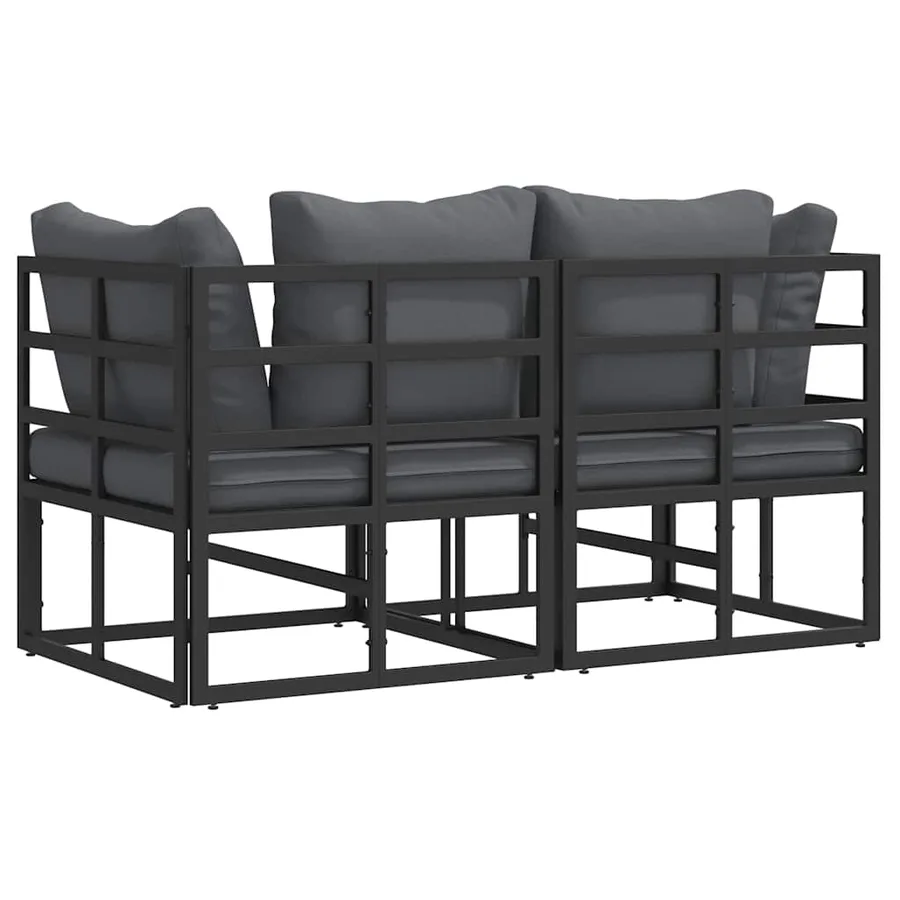 Mobilier de jardin 2 Pièce Noir et anthracite Métal - 7