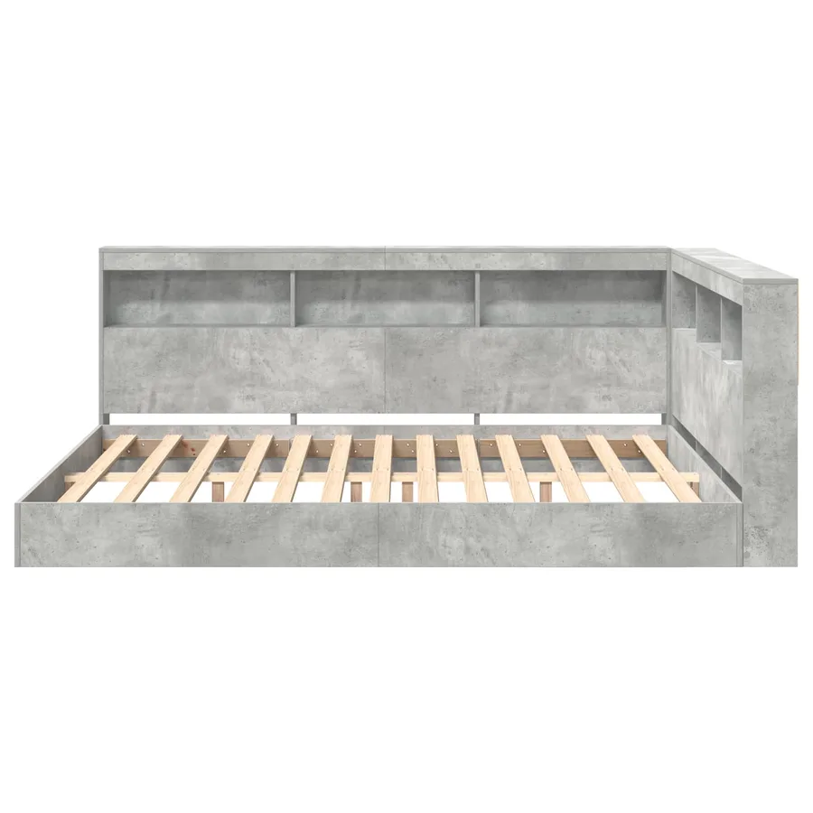 Lit Bibliothèque Gris béton 160 x 200 cm Bois d'ingénierie - 4