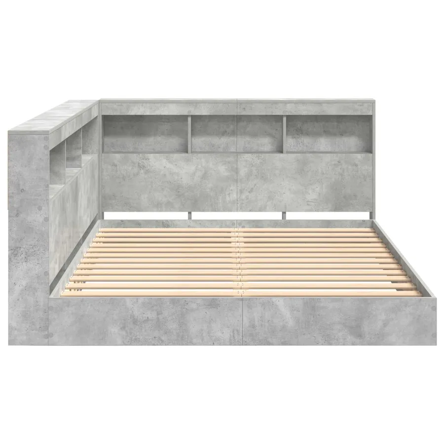 Lit Bibliothèque Gris béton 160 x 200 cm Bois d'ingénierie - 5