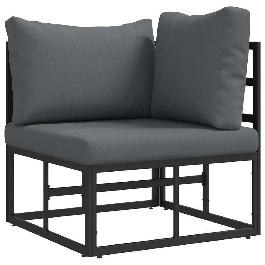 Ensemble de canapé de jardin avec coussin 7 pcs Noir Aluminium - 7