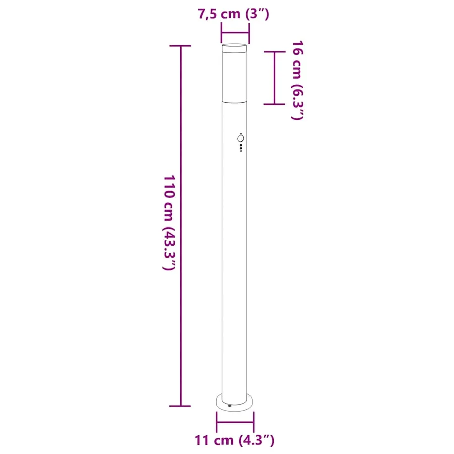 Borne lumineuse avec détecteur 110 cm en acier inoxydable IP44 - 11