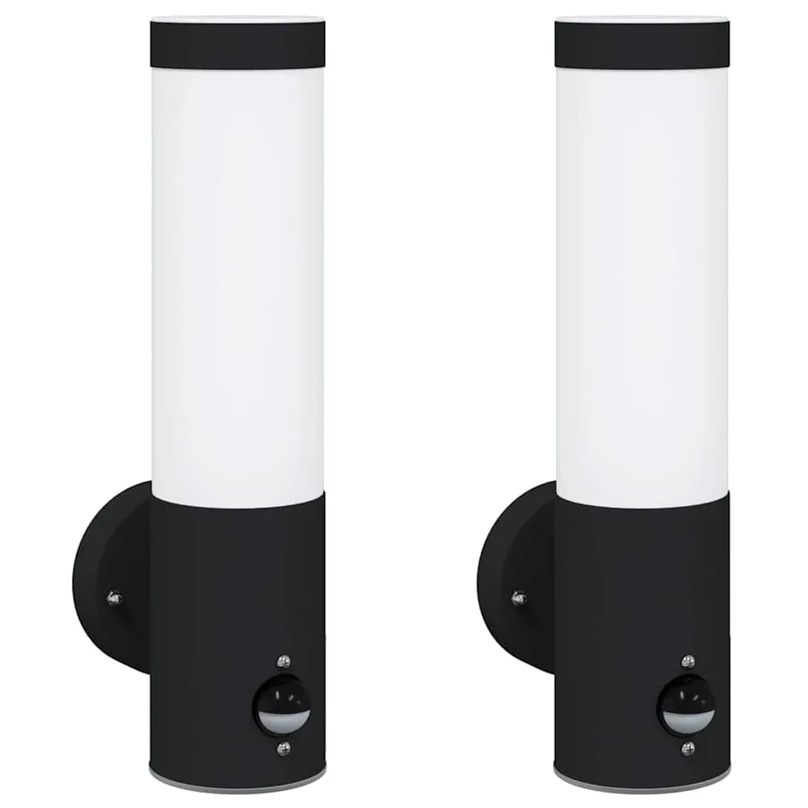 Applique Murale Extérieure 2 pcs Noir 12 x 8,5 x 29 cm - 2