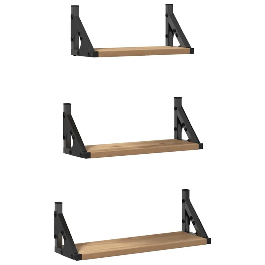 Étagère Murale Montage mural 3 pcs Chêne Fumé 37 x 12 x 13 cm - 2