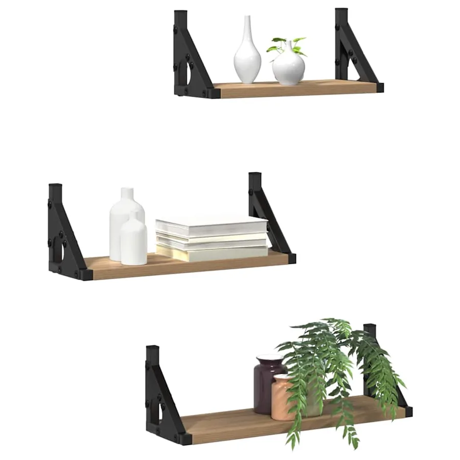 Étagère Murale Montage mural 3 pcs Chêne Fumé 37 x 12 x 13 cm - 3