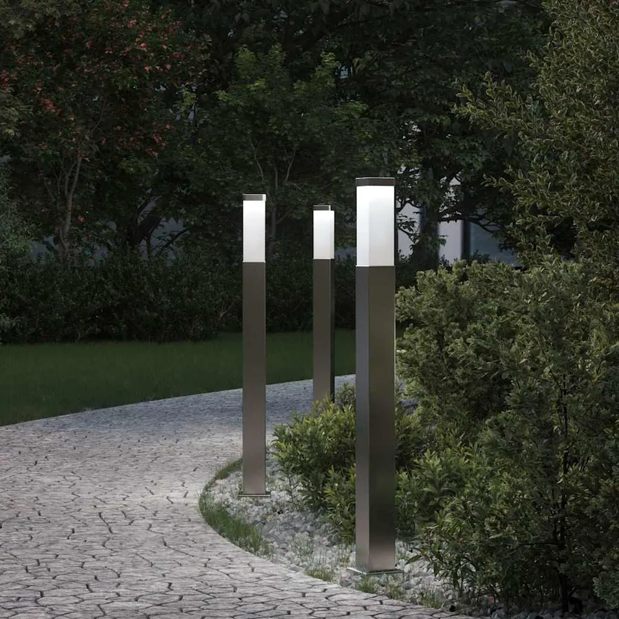 Bornes lumineuses lot de 3 80 cm acier inoxydable IP44