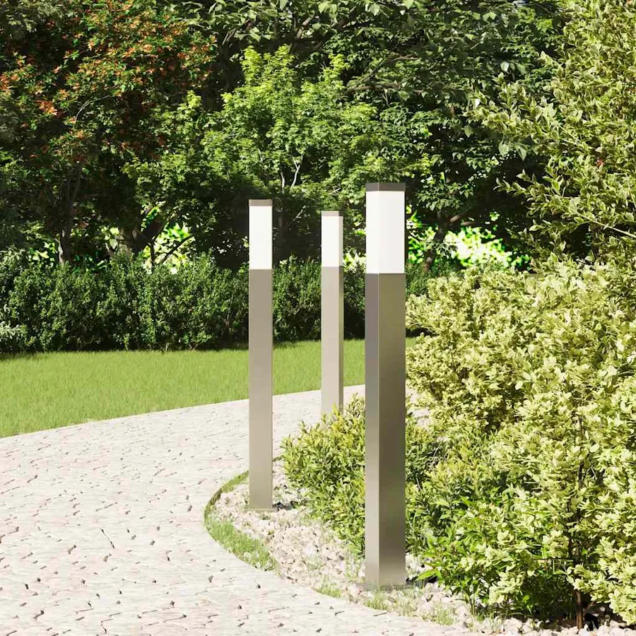 Bornes lumineuses lot de 3 80 cm acier inoxydable IP44 - 3