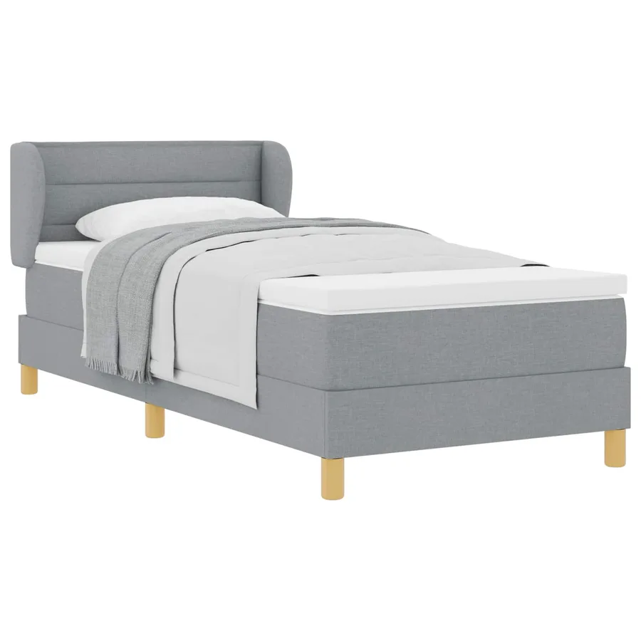 Lit à ressorts avec matelas Gris clair 90 x 200 cm tissu - 2