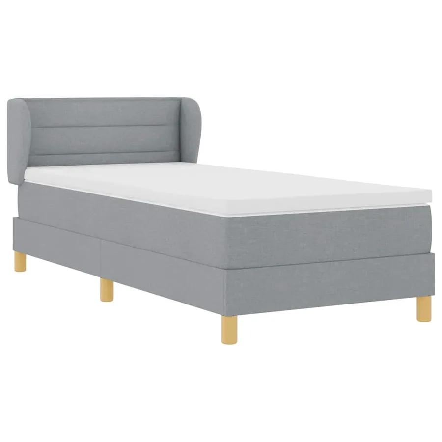 Lit à ressorts avec matelas Gris clair 90 x 200 cm tissu - 6