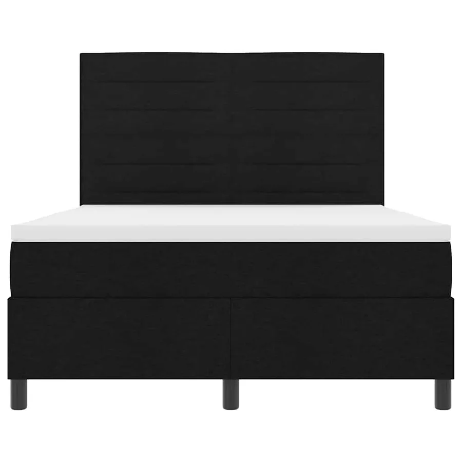 Lit à ressorts avec matelas Noir 140 x 200 cm tissu - 7