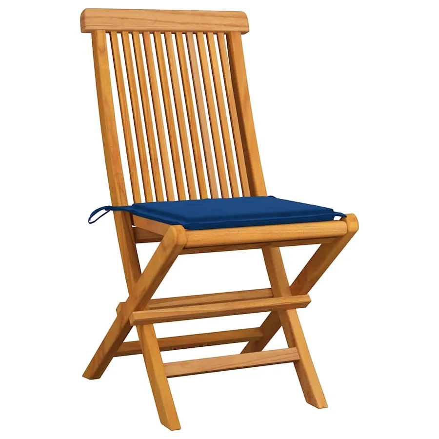 Chaises de jardin et coussins bleu royal lot de 4 Bois de teck - 2