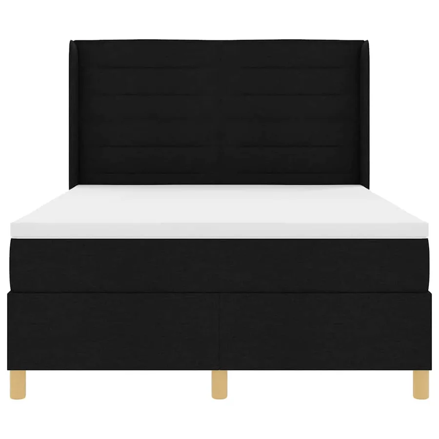 Lit à ressorts avec matelas Noir 140 x 190 cm tissu - 7