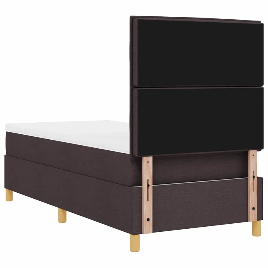 Lit à ressorts avec matelas Marron foncé 90 x 200 cm tissu - 9