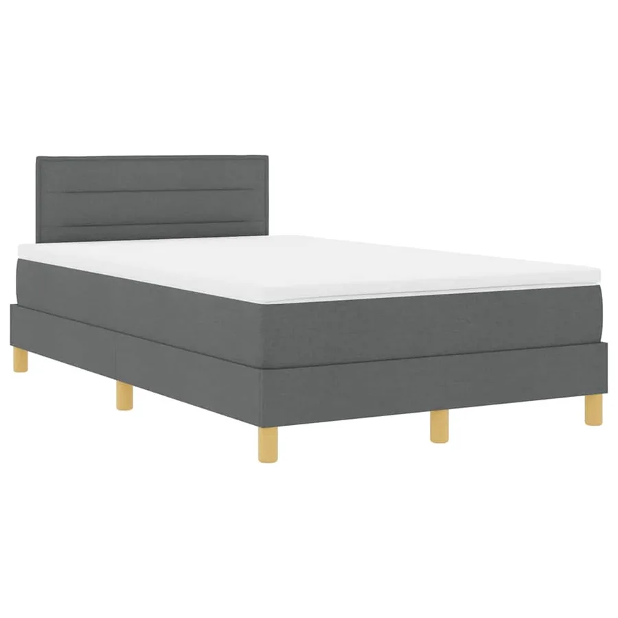 Lit à ressort LED avec bandes LED Gris foncé 120 x 200 cm tissu - 2