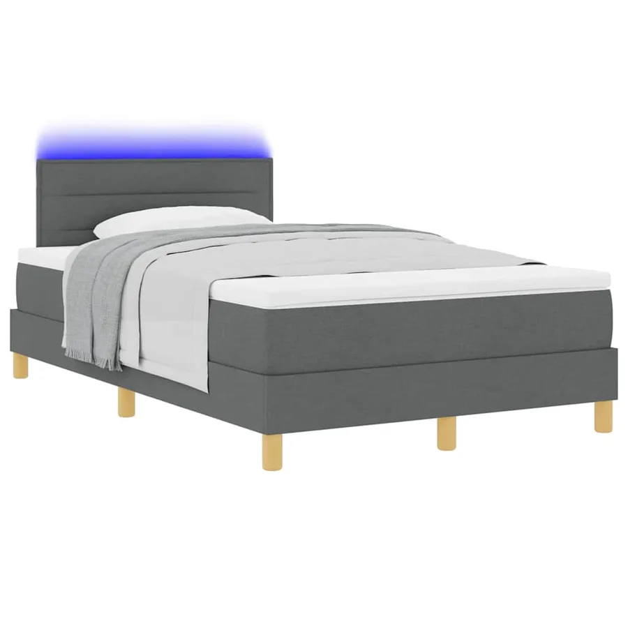 Lit à ressort LED avec bandes LED Gris foncé 120 x 200 cm tissu - 3