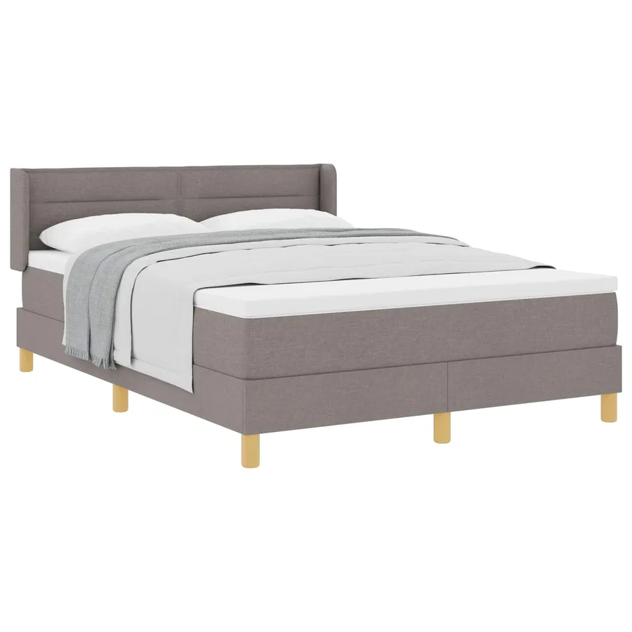 Lit à ressorts avec matelas Taupe 200 x 160 cm tissu - 2