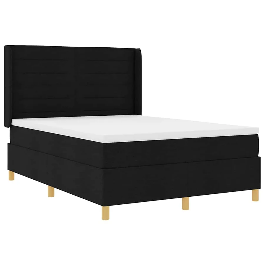 Lit à ressorts avec bandes LED Noir 140 x 190 cm tissu - 2