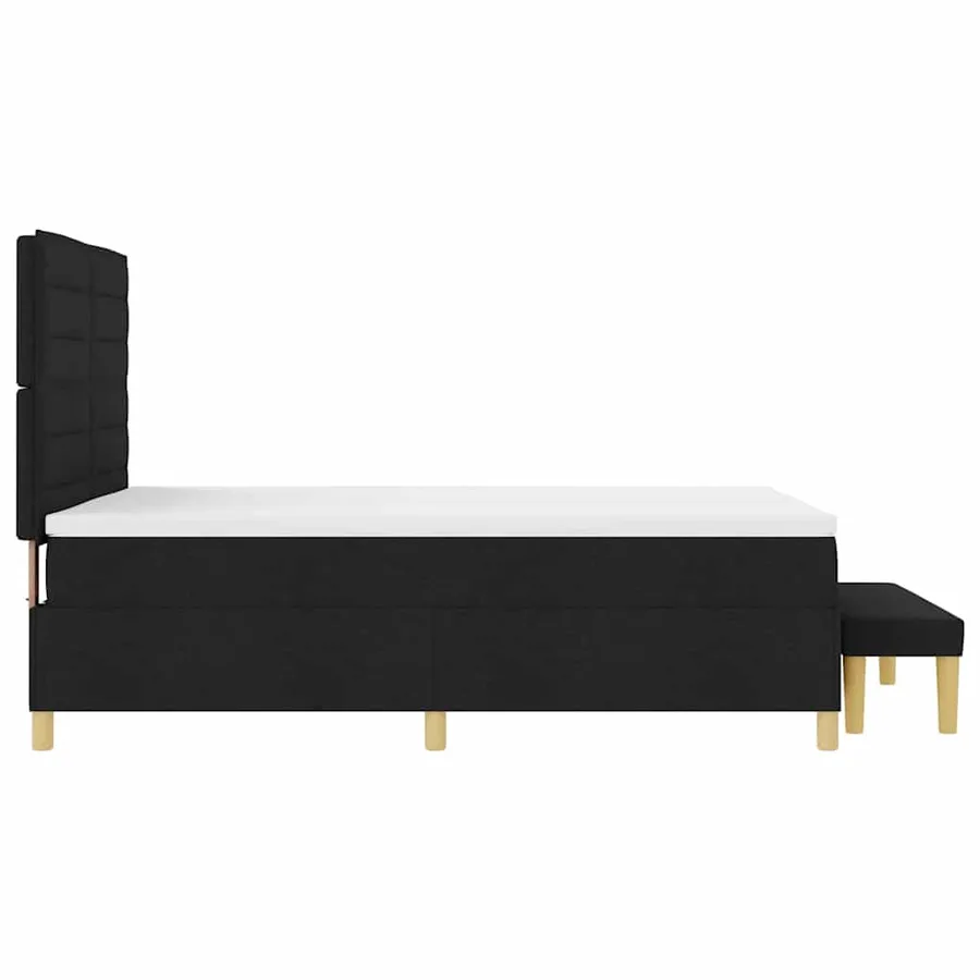 Lit à ressorts avec tête de lit Noir 190 x 140 cm tissu - 9