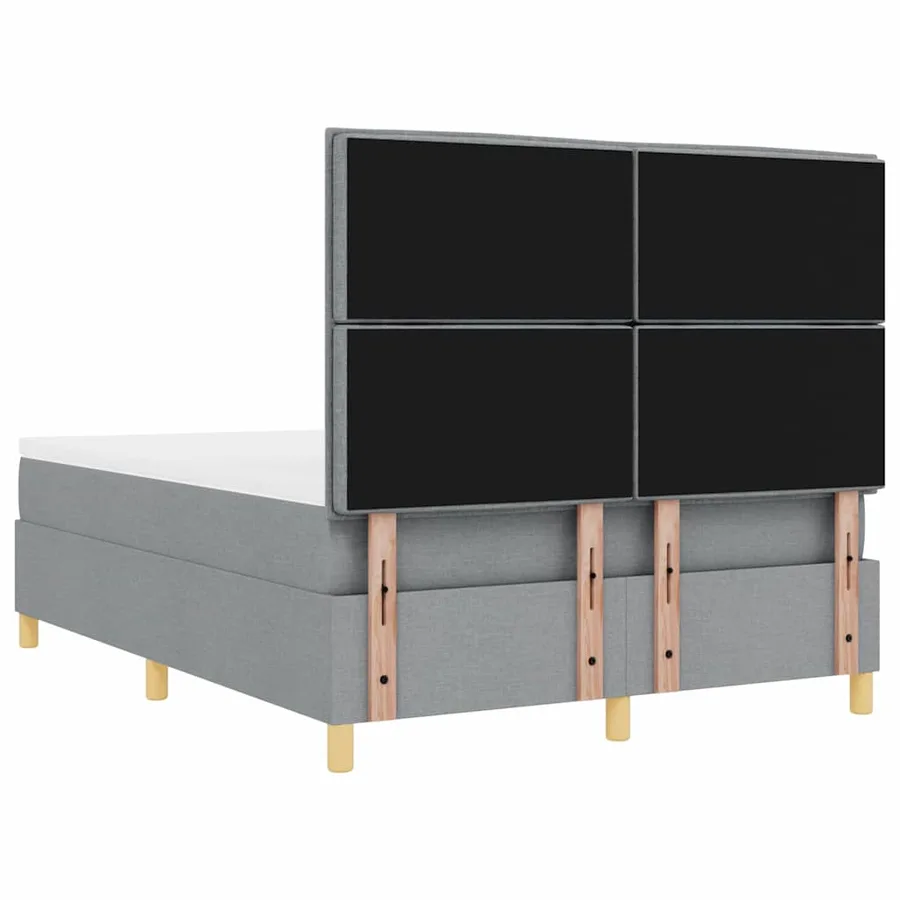 Lit à ressort LED avec matelas Gris clair 140 x 200 cm tissu - 10