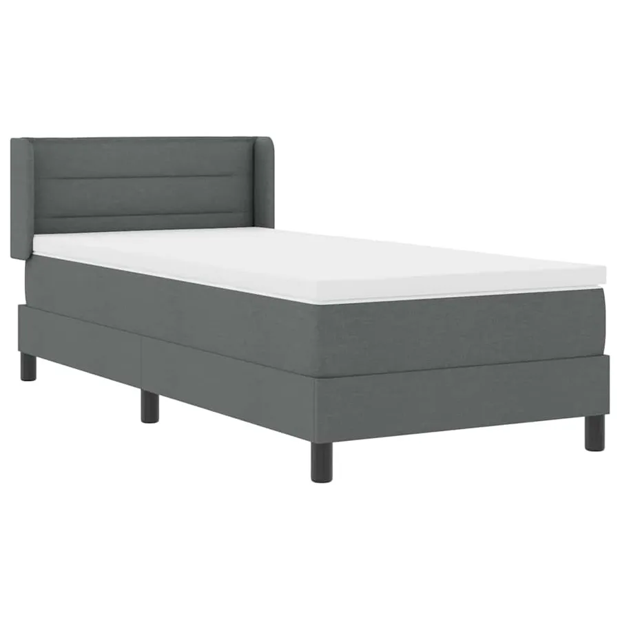 Lit à ressorts avec tête de lit Gris foncé 200 x 90 cm tissu - 6