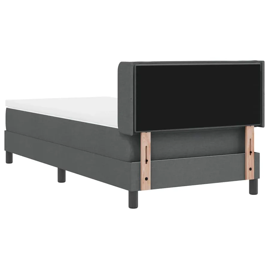 Lit à ressorts avec tête de lit Gris foncé 200 x 90 cm tissu - 9