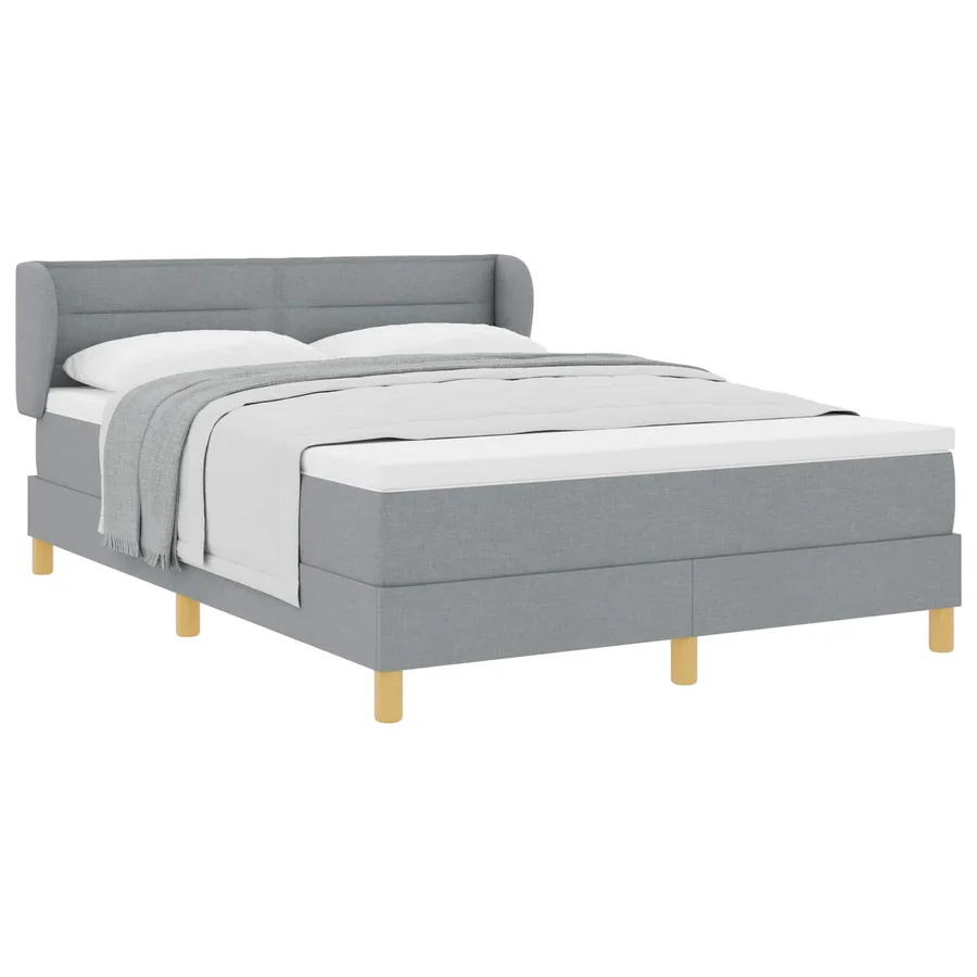 Lit à ressorts avec matelas Gris clair 140 x 190 cm tissu - 2