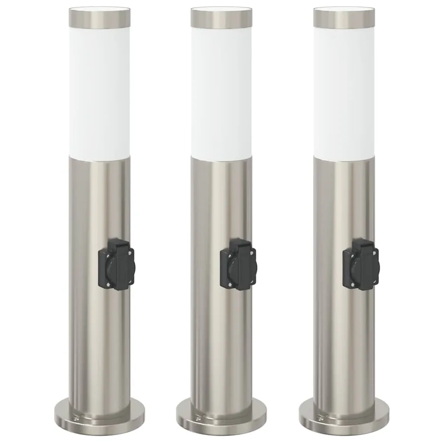 Bornes lumineuses avec sortie lot de 3 50 cm acier inoxydable IP44 - 2