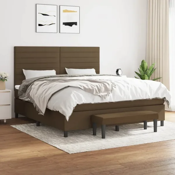 Sommier à lattes de lit avec matelas Marron foncé 160x200 cm
