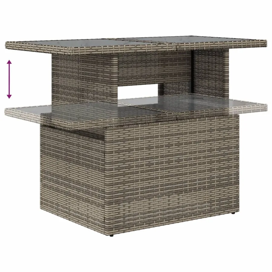 Ensemble de canapé de jardin 11 pcs avec coussins gris résine tressée - 6