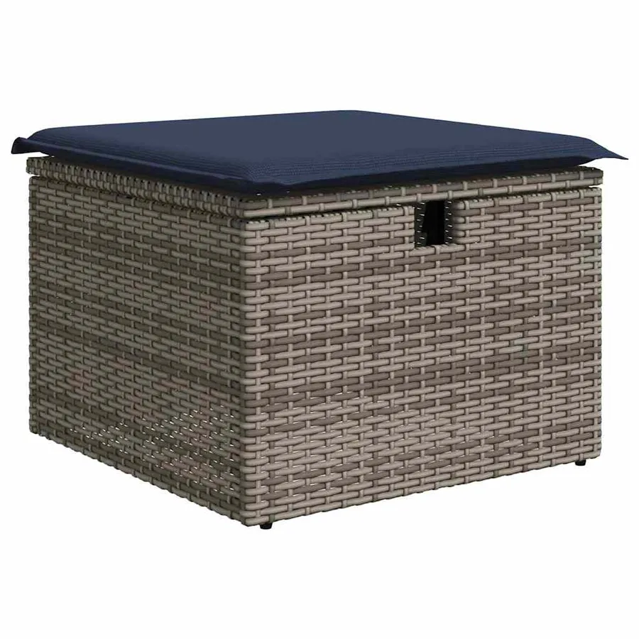 Salon de jardin 8pcs avec coussins gris résine tressée acacia - 6