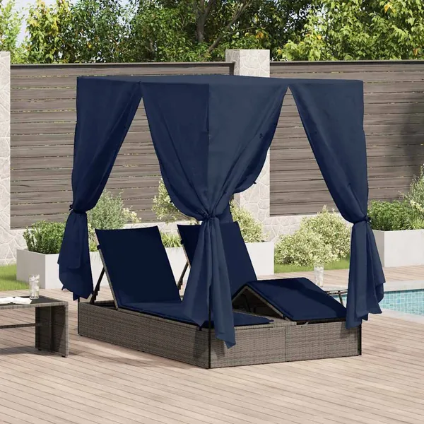 Transat double Réglable Noir 205 x 129 x 200 cm polyrotin