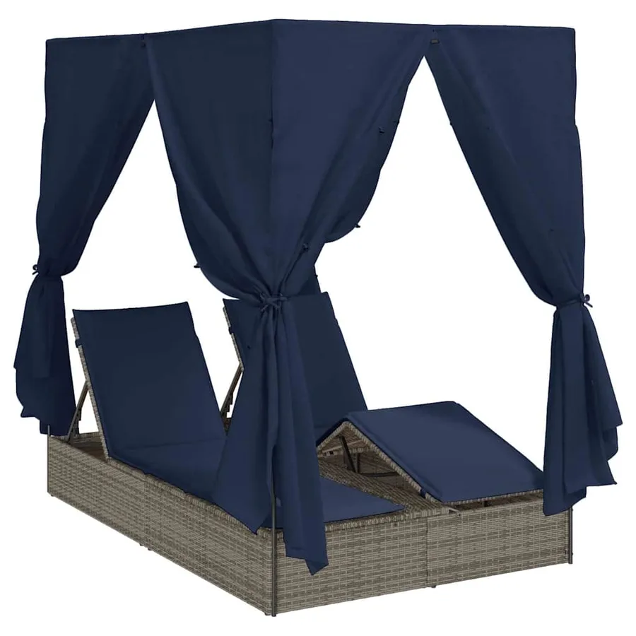 Transat double Réglable Noir 205 x 129 x 200 cm polyrotin - 2