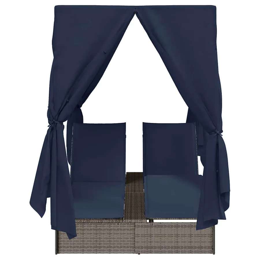 Transat double Réglable Noir 205 x 129 x 200 cm polyrotin - 5