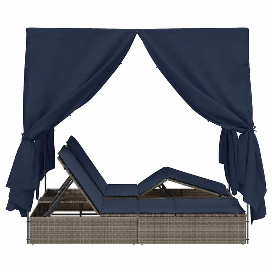 Transat double Réglable Noir 205 x 129 x 200 cm polyrotin - 6