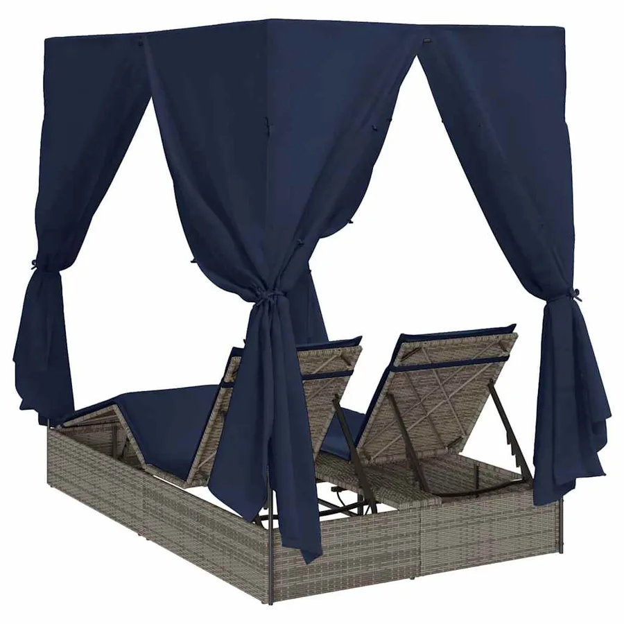 Transat double Réglable Noir 205 x 129 x 200 cm polyrotin - 7