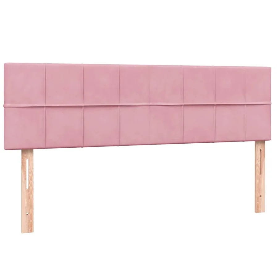 Sommier à lattes de lit avec matelas et LED rose 140x220 cm velours - 7