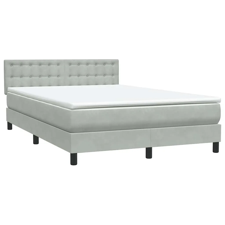 Sommier à lattes de lit et matelas et LED gris clair 160x220cm velours - 5
