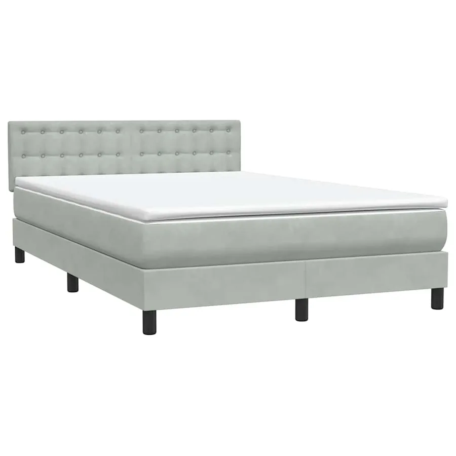 Sommier à lattes de lit et matelas gris clair 160x220cm velours - 4