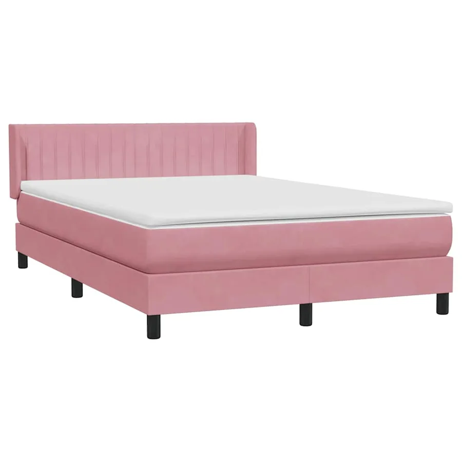 Sommier à lattes de lit avec matelas rose 160x220 cm velours - 4