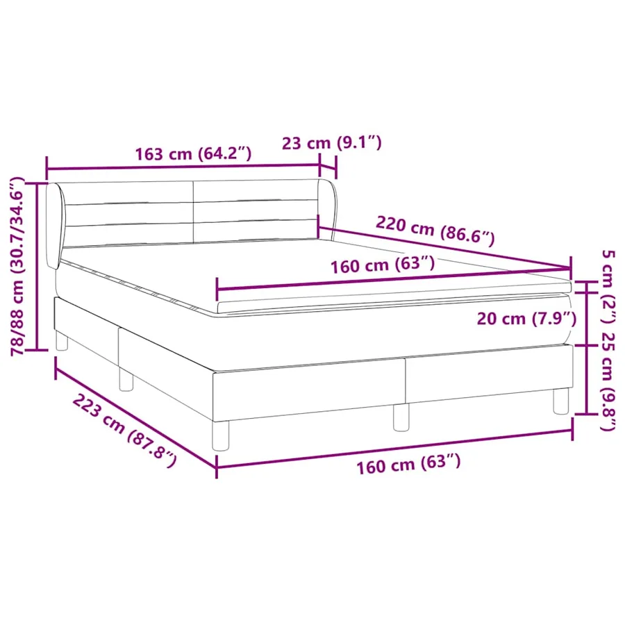 Sommier à lattes de lit avec matelas rose 160x220 cm velours - 12