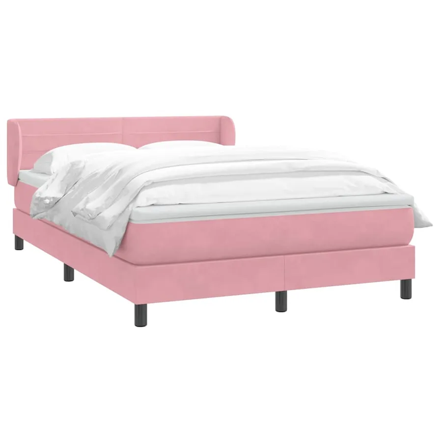 Sommier à lattes de lit avec matelas rose 160x220 cm velours - 3