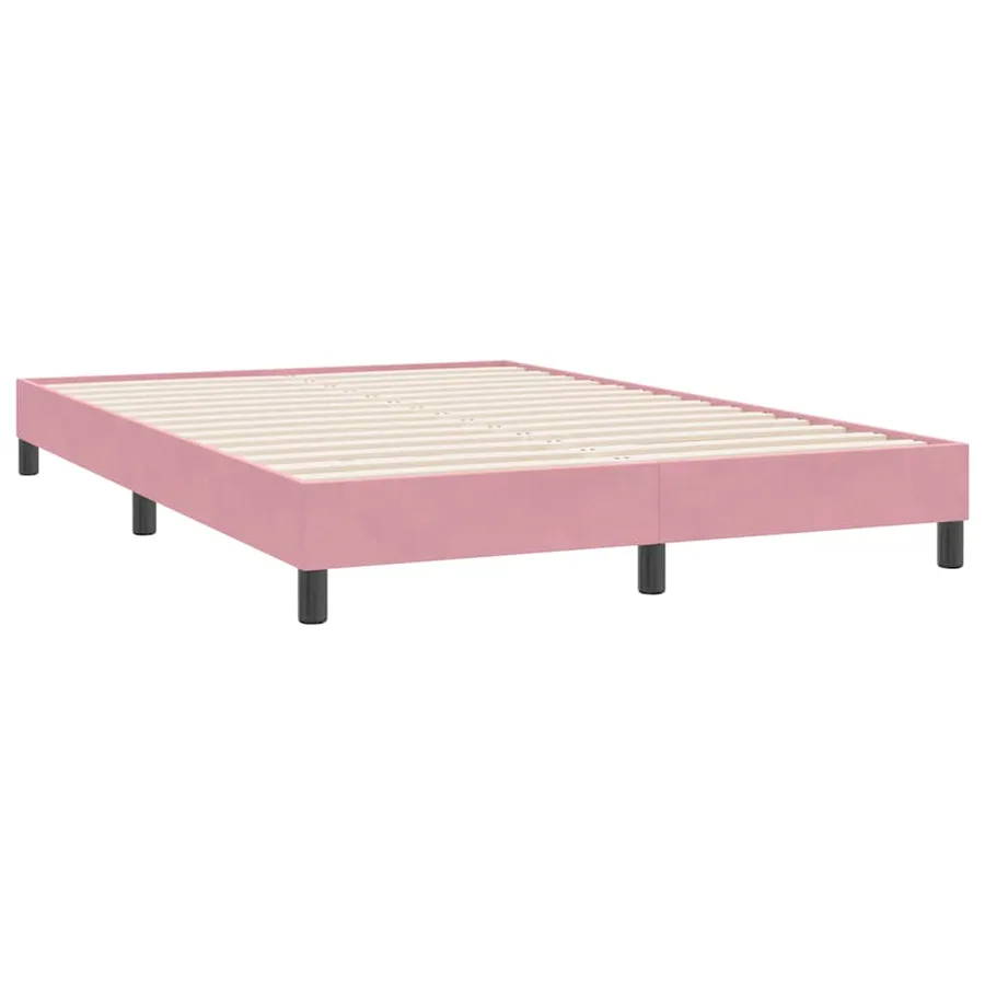 Sommier à lattes de lit avec matelas rose 160x220 cm velours - 5
