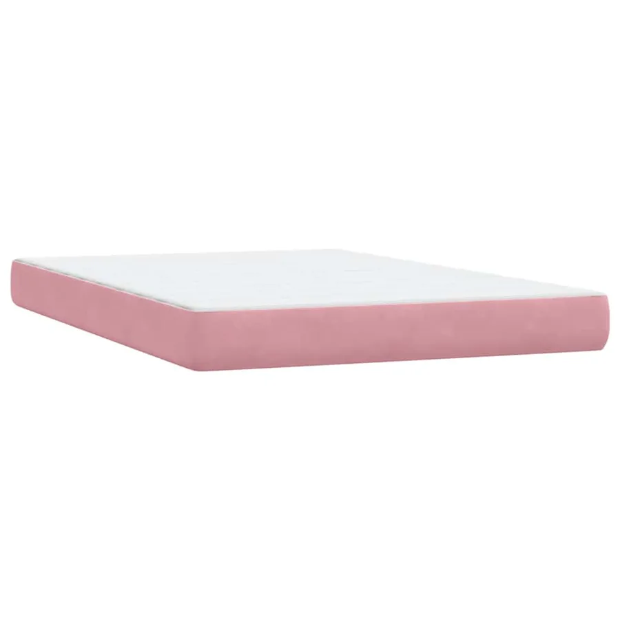Sommier à lattes de lit avec matelas rose 160x220 cm velours - 6