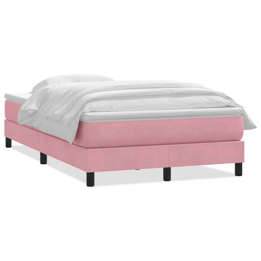 Sommier à lattes de lit avec matelas rose 120x220 cm velours - 2