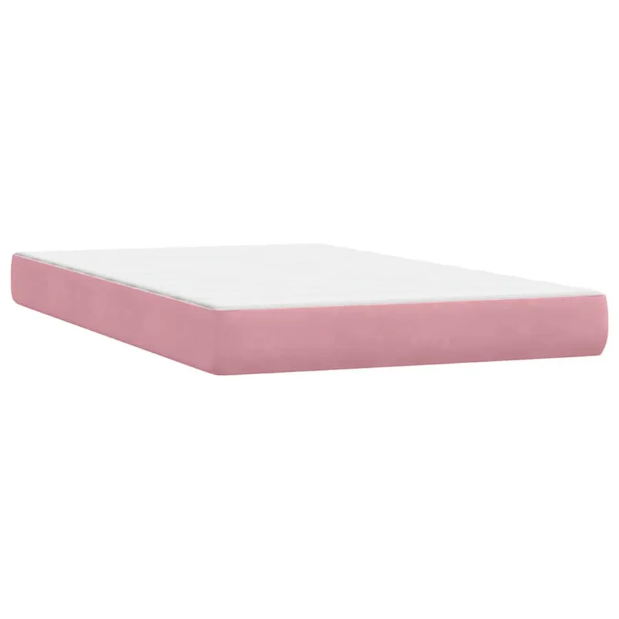 Sommier à lattes de lit avec matelas et LED rose 120x220 cm velours - 7